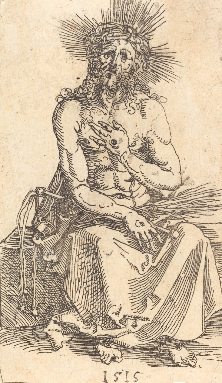 De man van smarten zittend door Albrecht Dürer