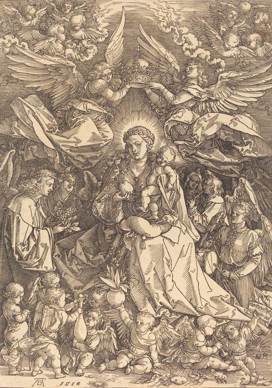 De Maagd omringd door vele engelen door Albrecht Dürer