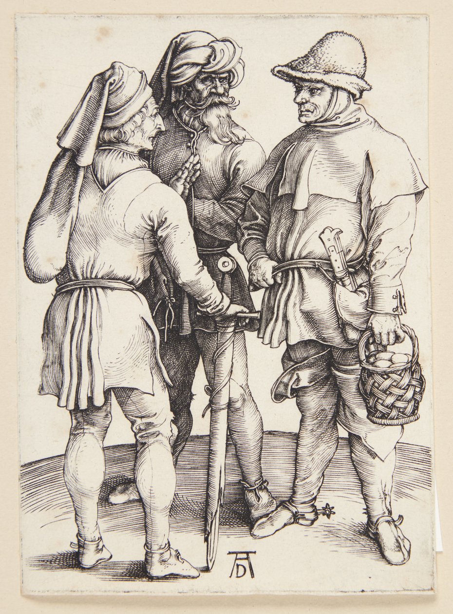 Drie boeren in gesprek door Albrecht Dürer