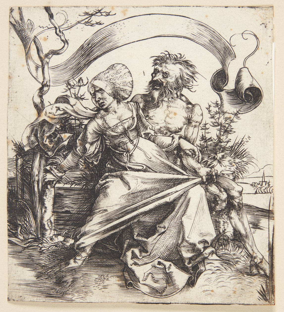 Jonge vrouw aangevallen door de dood door Albrecht Dürer