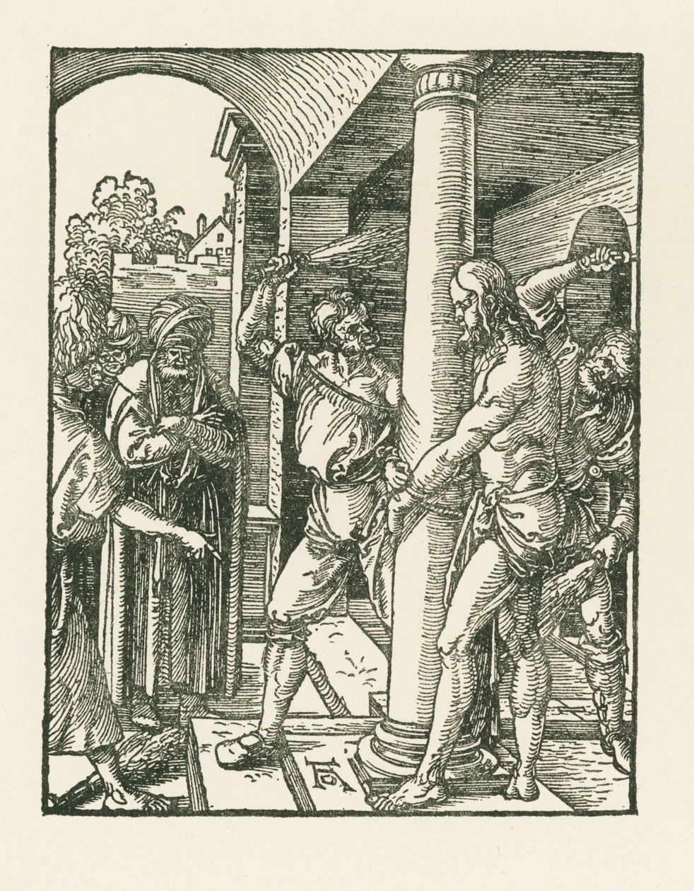 De geseling, c.1509 (houtsnede) door Albrecht Dürer or Duerer