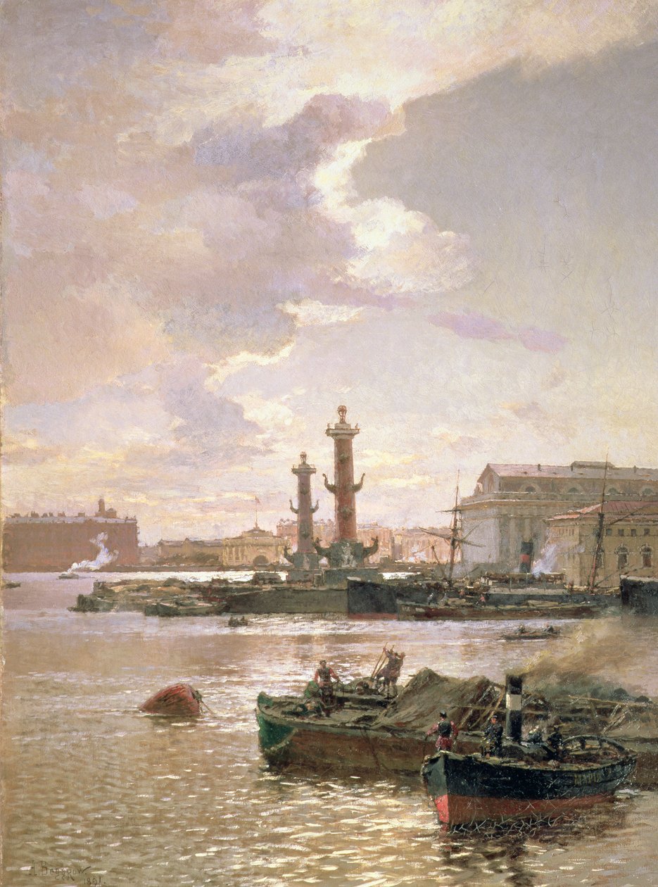 Beurs in Sint-Petersburg, 1891 door Aleksandr Karlovich Beggrov
