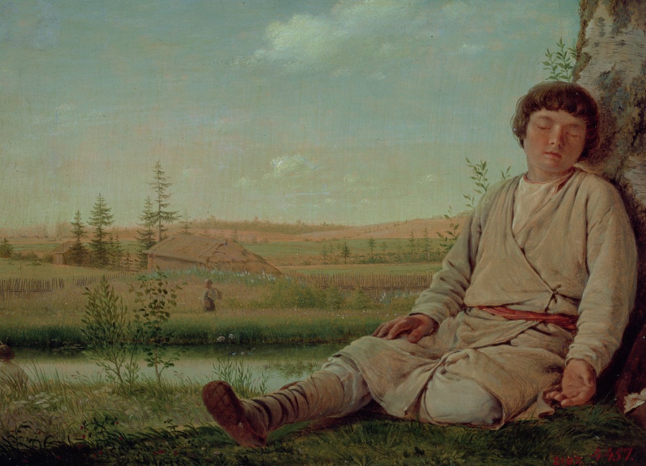 Slapende herdersjongen, 1823-26 door Aleksei Gavrilovich Venetsianov