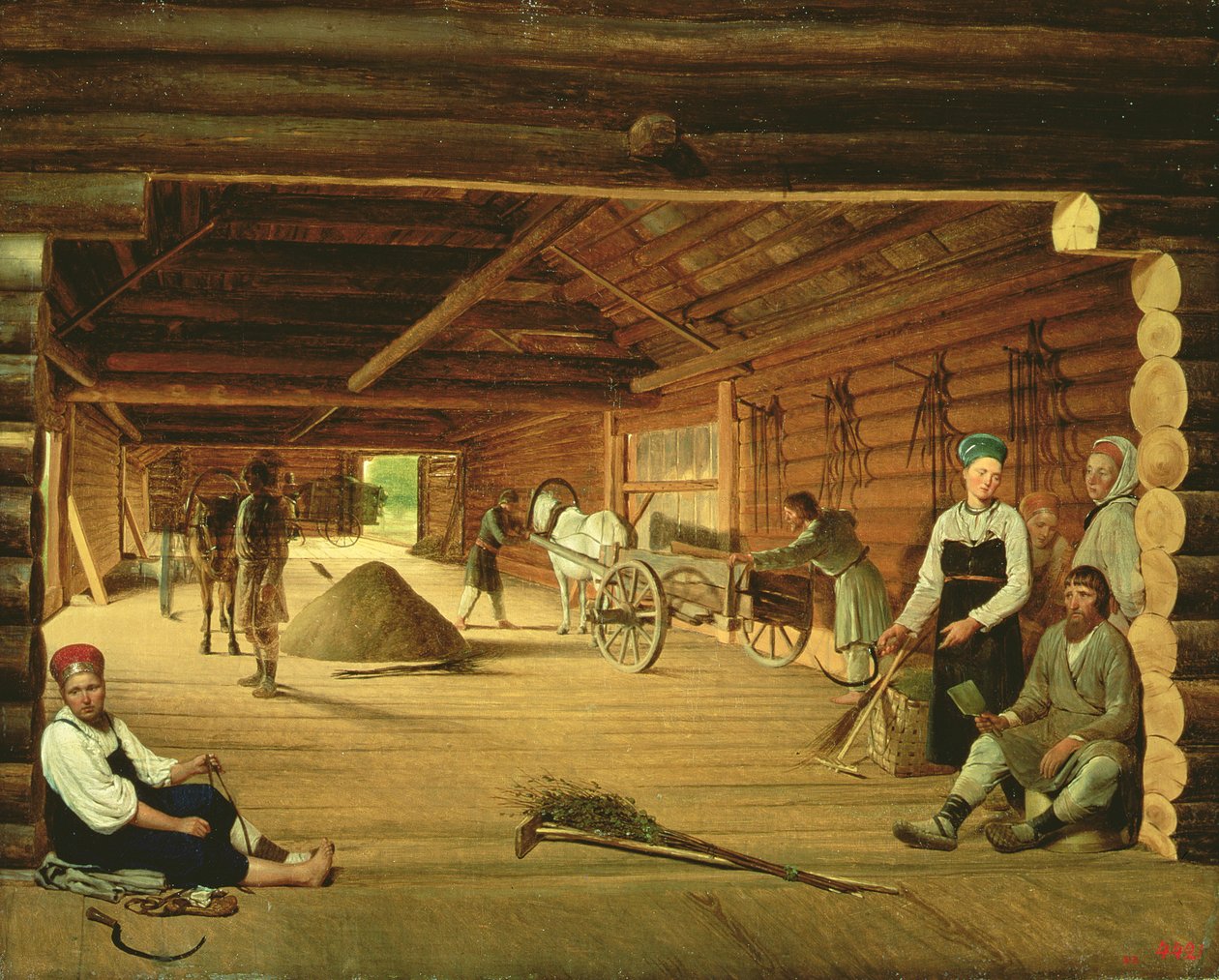 De Dorsvloer, 1821 door Aleksei Gavrilovich Venetsianov