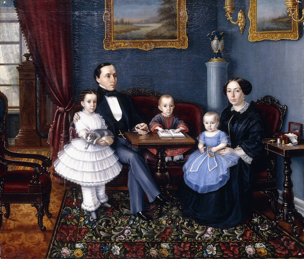 Portret van een jong gezin, 1855 door Aleksei Iagodnikov