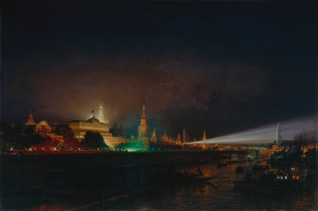 Verlichting van het Kremlin van Moskou, 1883 door Aleksei Petrovich Bogolyubov