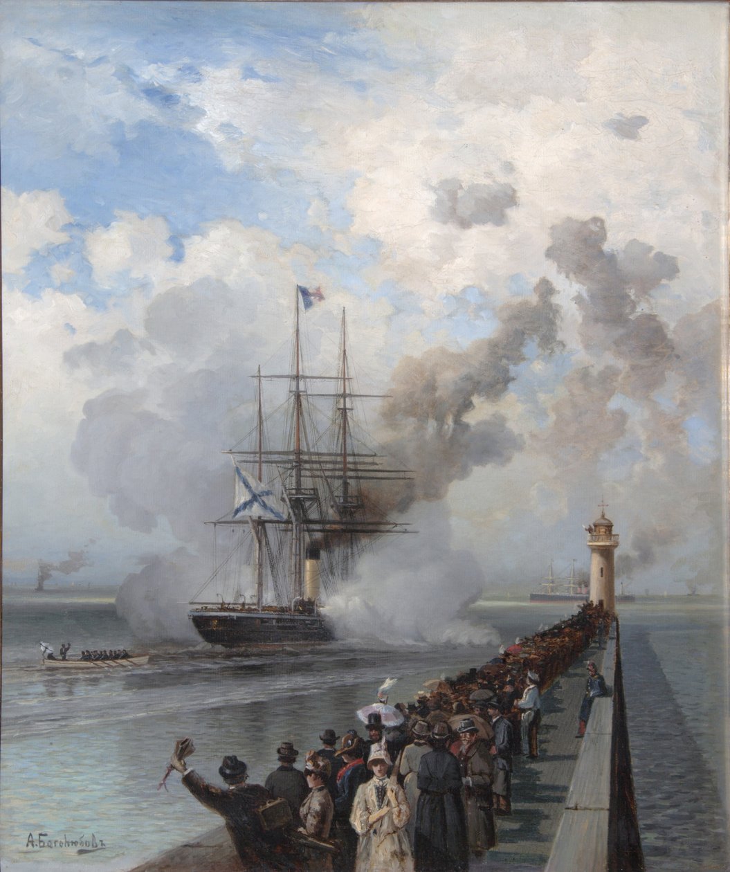 Russische schroefclipper Razboynik, 1888 door Aleksei Petrovich Bogolyubov