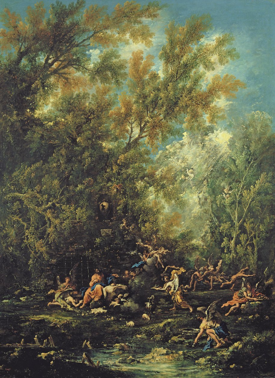 Christus bijgestaan door de engelen, ca. 1725-30 door Alessandro Magnasco