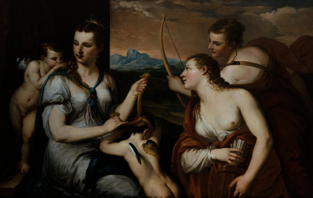 Venus blinddoekt Cupido door Alessandro (1588 1648) Varotari