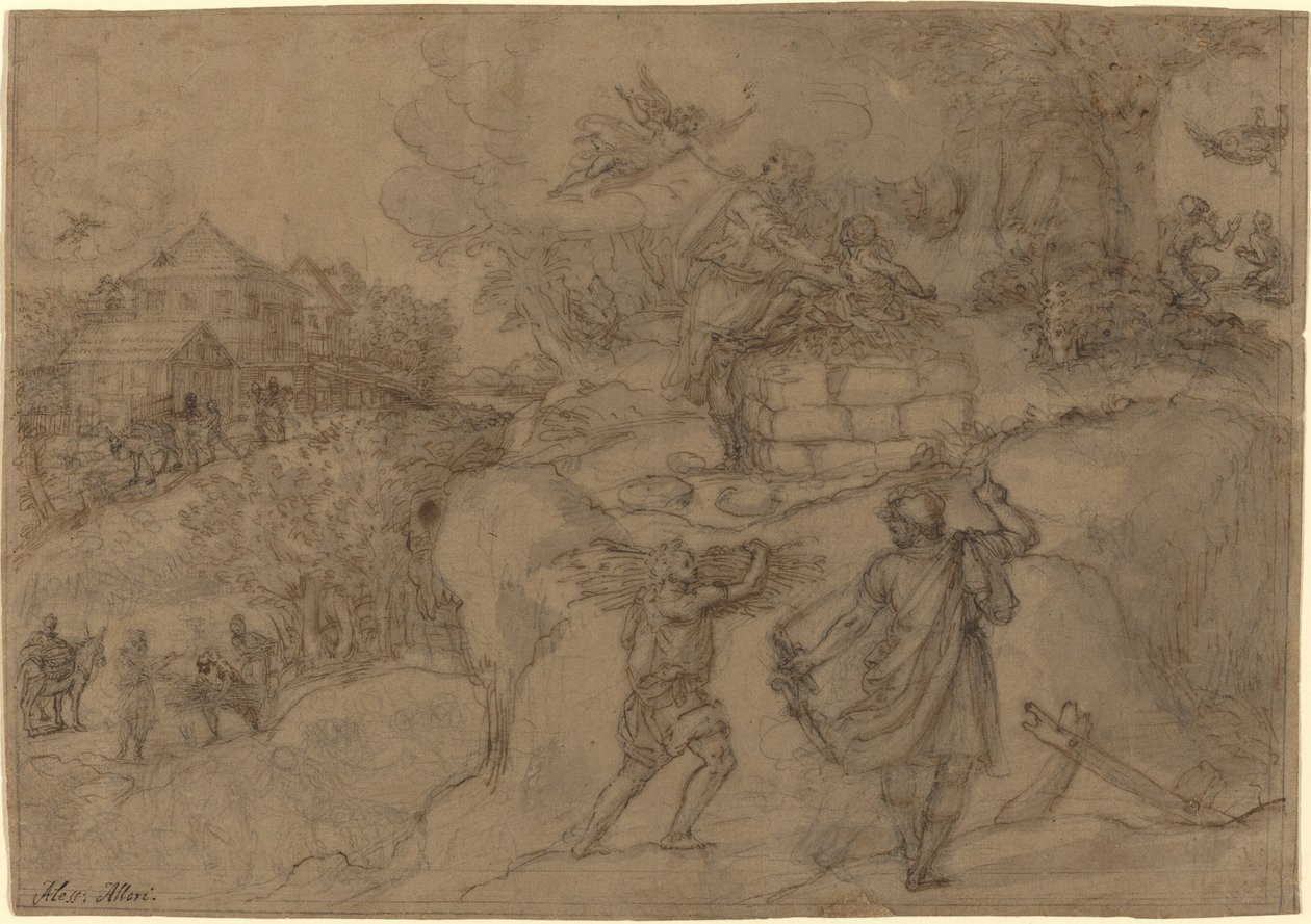 Offer van Abraham door Alessandro Allori