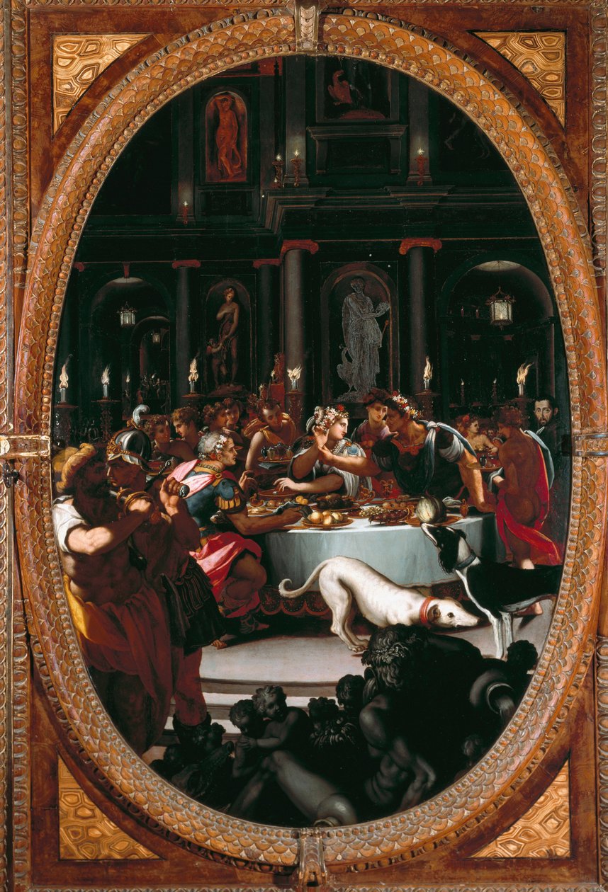 Het banket van Cleopatra door Alessandro Allori