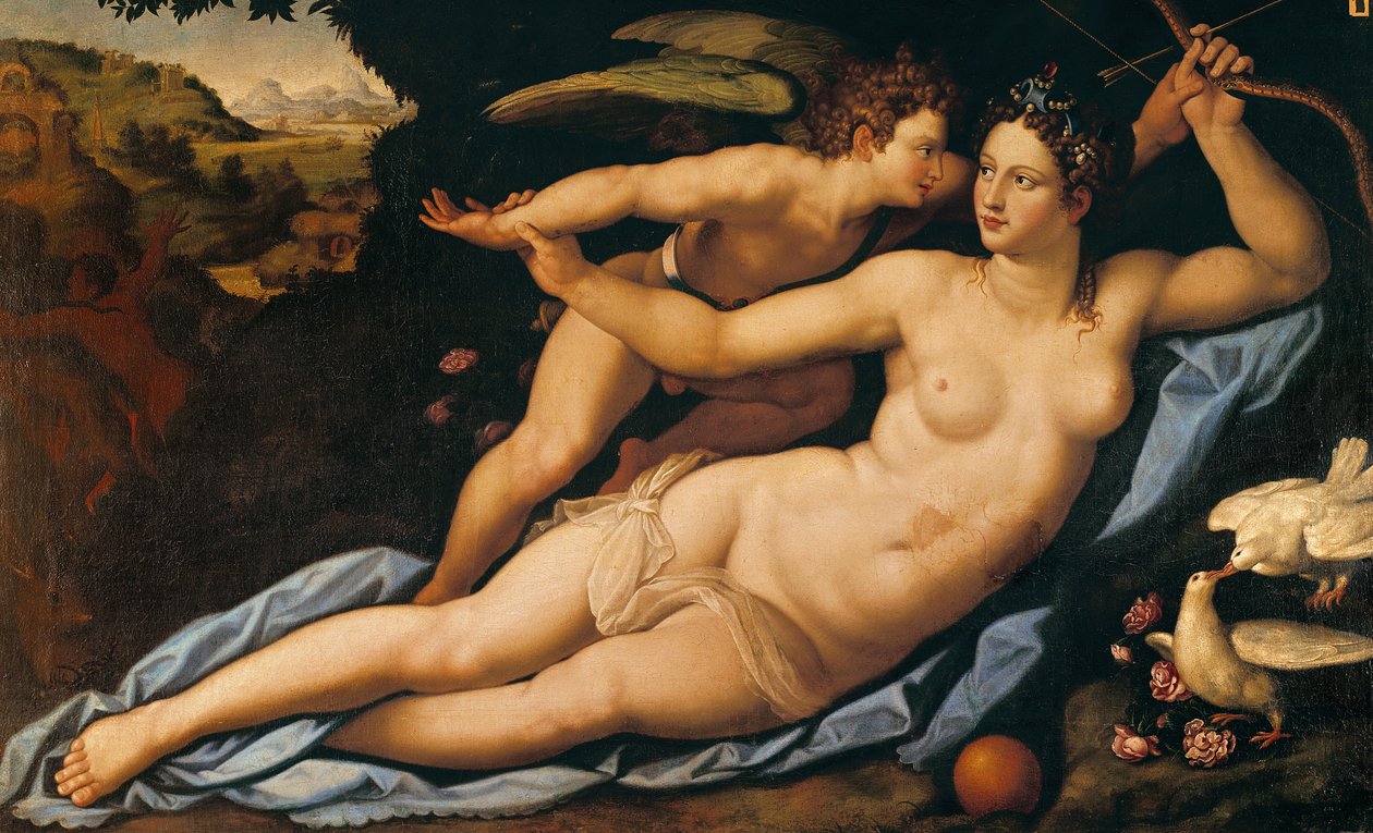 Venus en Cupido door Alessandro Allori