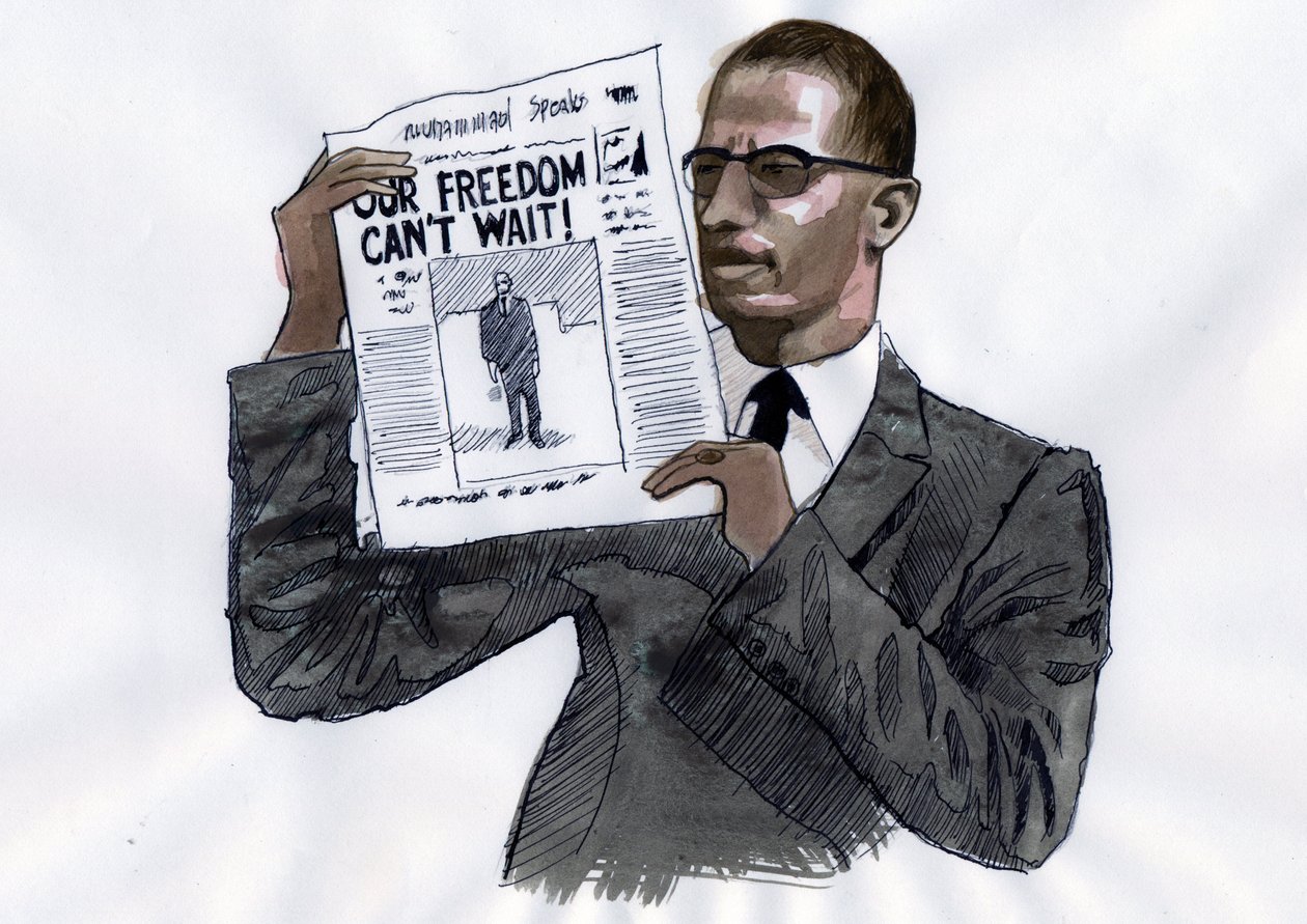 Malcolm X (1925-1965) Afro-Amerikaanse activist door Alessandro Lonati