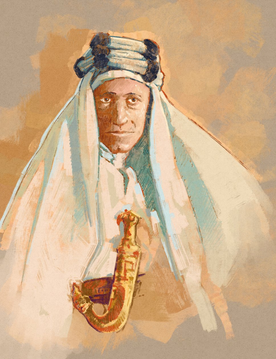 Portret van Lawrence of Arabia (illustratie) door Alessandro Lonati