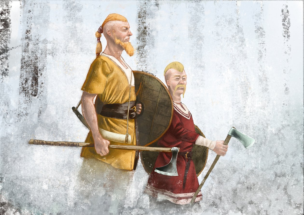 Vikingen in het mistige bos door Alessandro Lonati