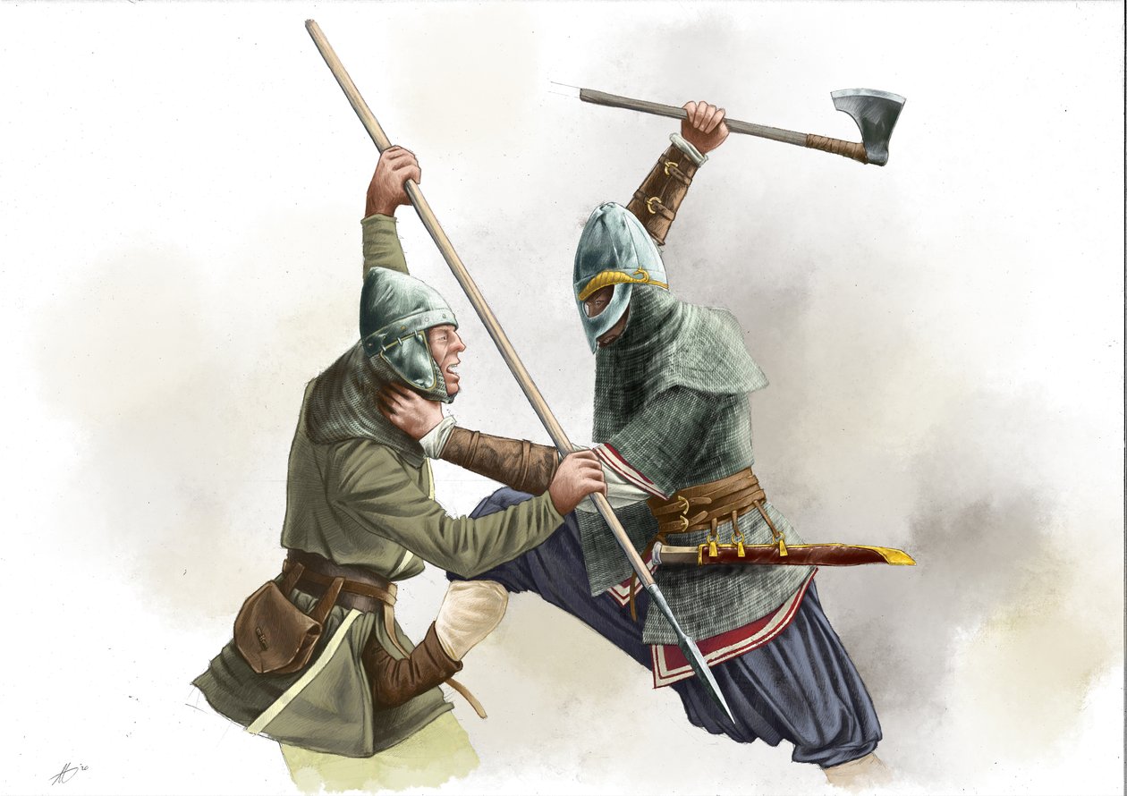 Vikingen krijger vechtend door Alessandro Lonati