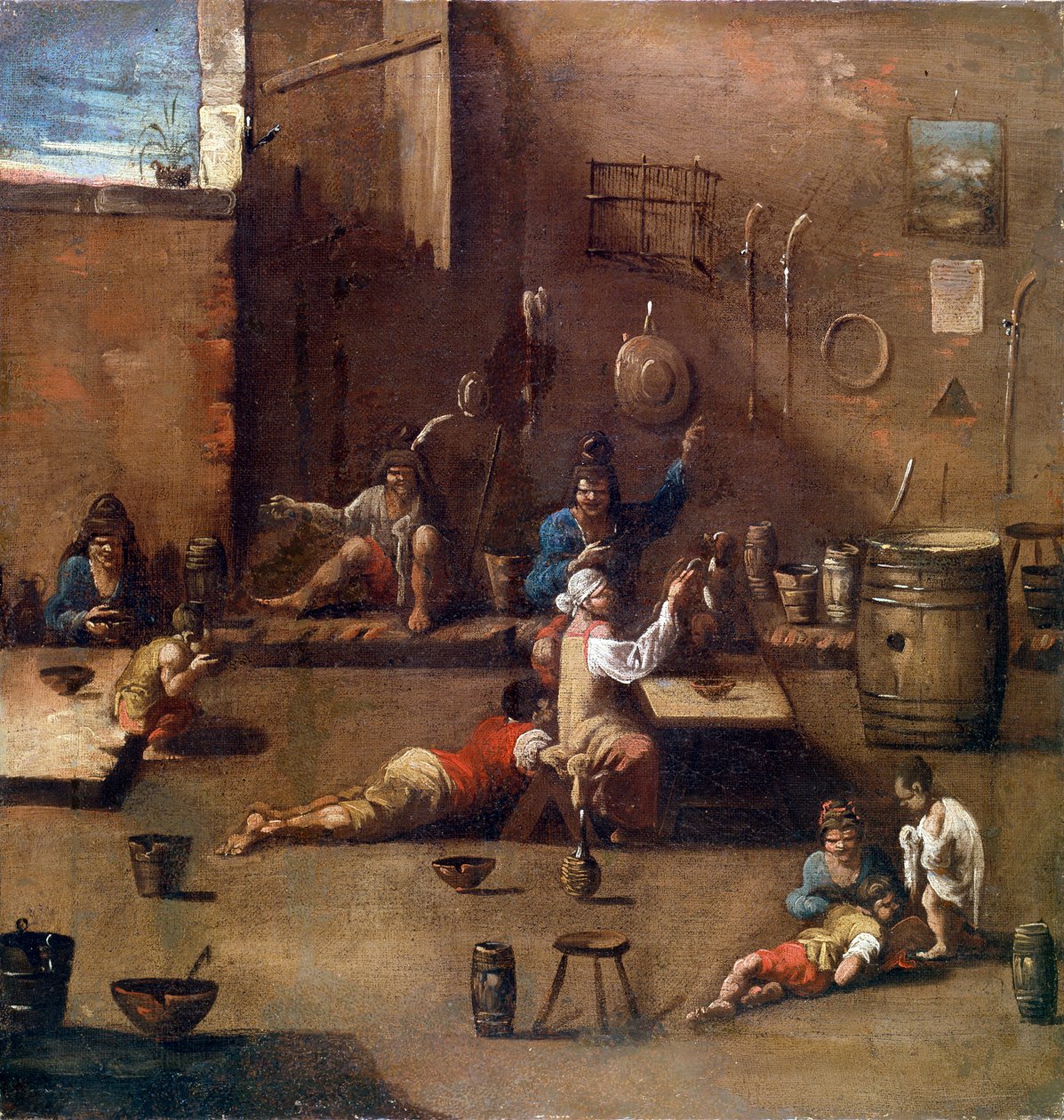 Hondentraining, c1690-1745 door Alessandro Magnasco