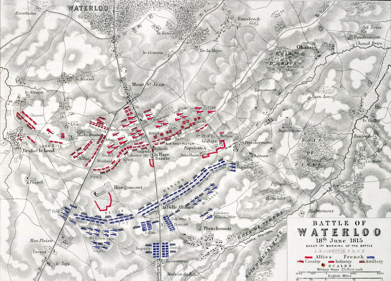Slag bij Waterloo, 18 juni 1815, Blad 1 door Alexander Keith Johnston