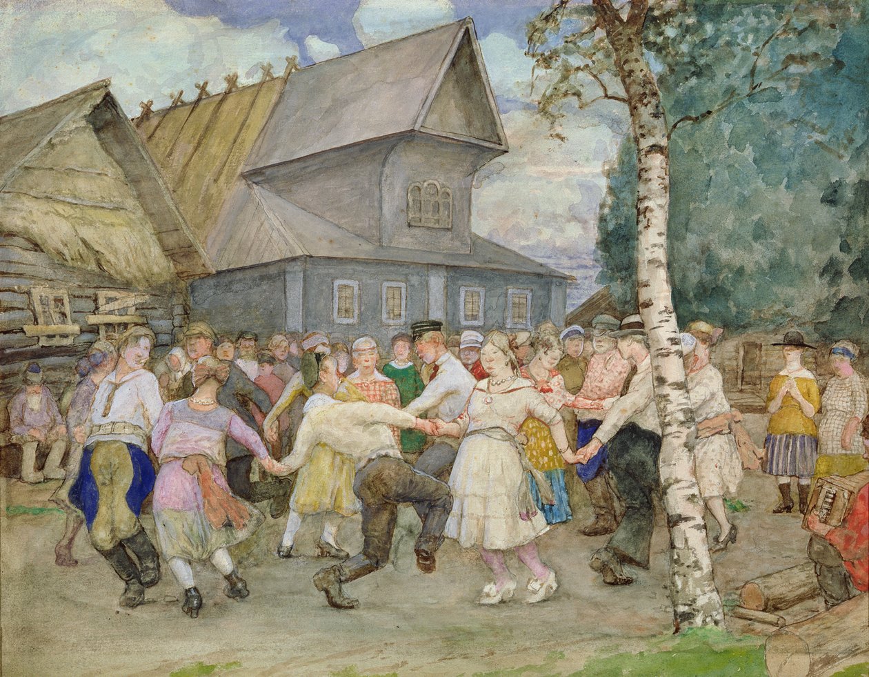Country Dance, 1917-22 door Alexander Ivanovich Vakhrameyev