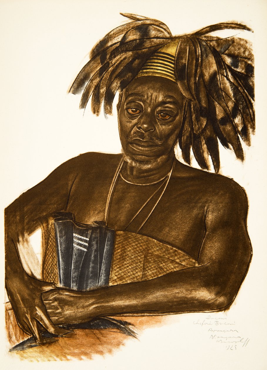 Boemi, Chef Avungura (Niangara) (Haut Ouelle), uit Tekeningen en Schilderijen van Afrika, uitgevoerd tijdens de Citroen Centraal Afrika expeditie, tweede missie Haardt Audouin-Dubreuil, uitgegeven Parijs, 1927 door Alexander Yakovlev