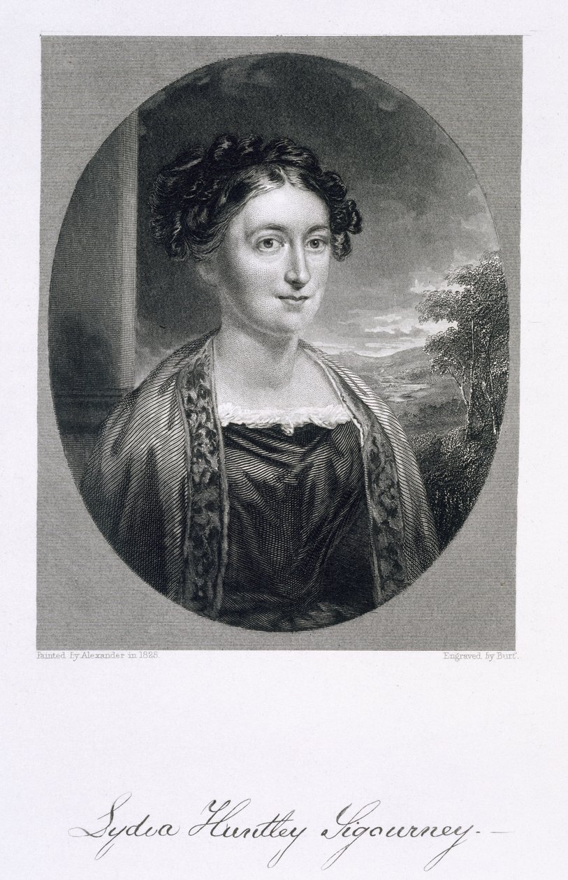 Lydia Huntley Sigourney (1791-1865), gegraveerd door Burt door Alexander