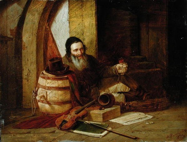 Een Joodse violist in rust, 1871 door Alexander Antonovich Rizzoni