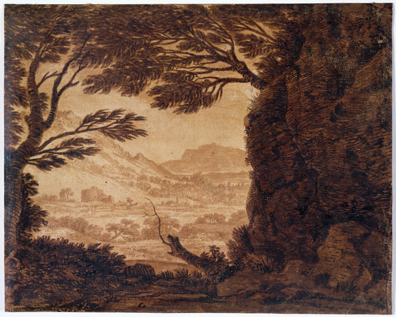 Klassiek Landschap, midden 18e eeuw door Alexander Cozens