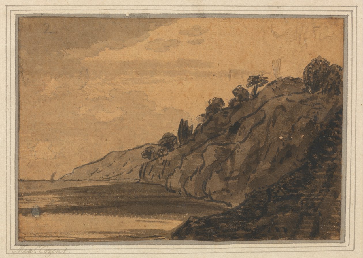 Kustscène met Beboste Klif door Alexander Cozens
