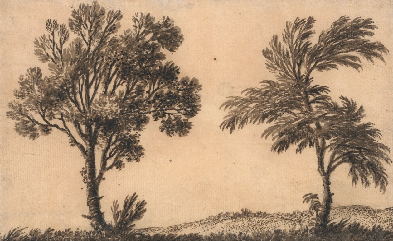 Studie van Twee Wilgen door Alexander Cozens