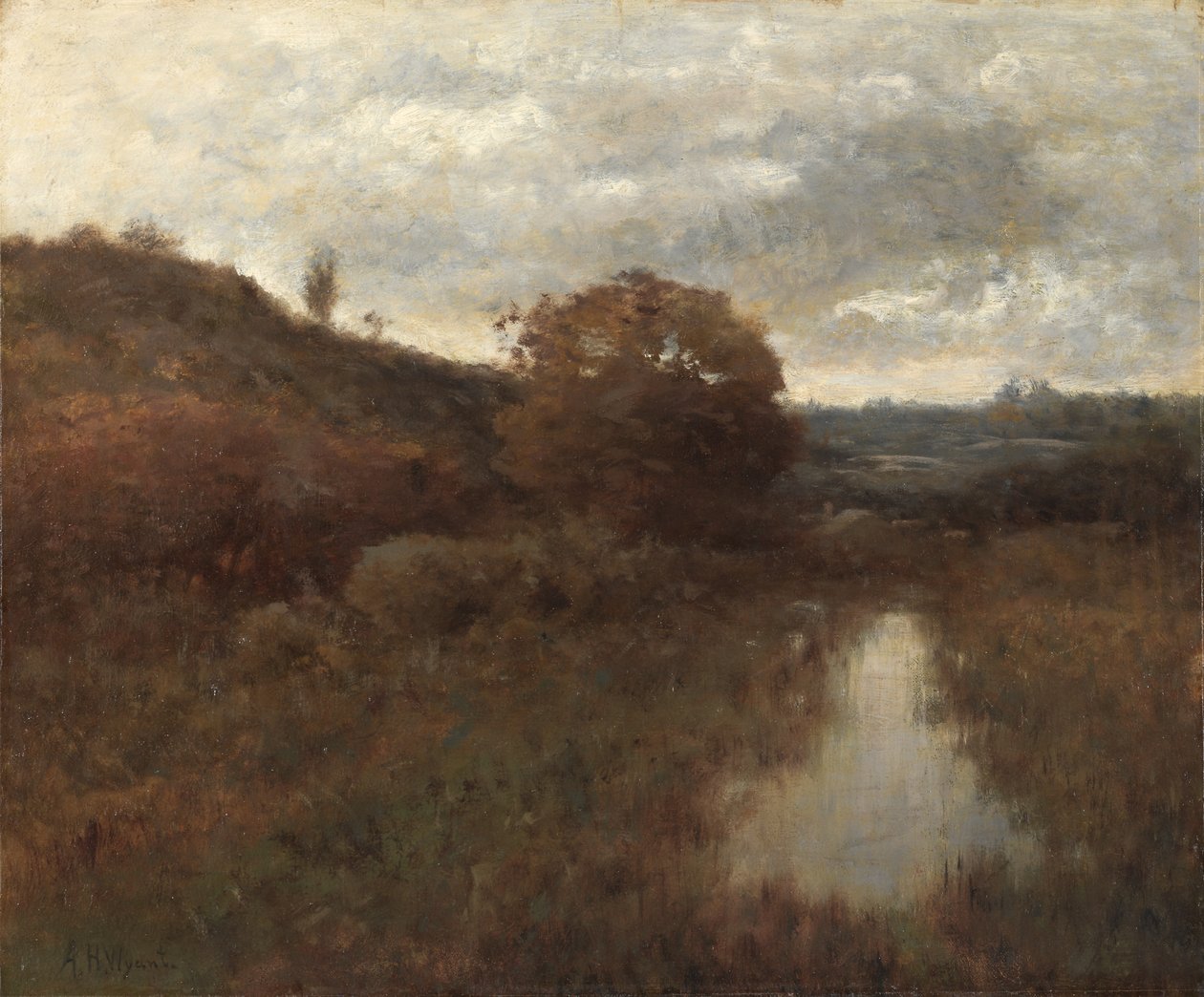 Herfstlandschap en Vijver door Alexander H. Wyant