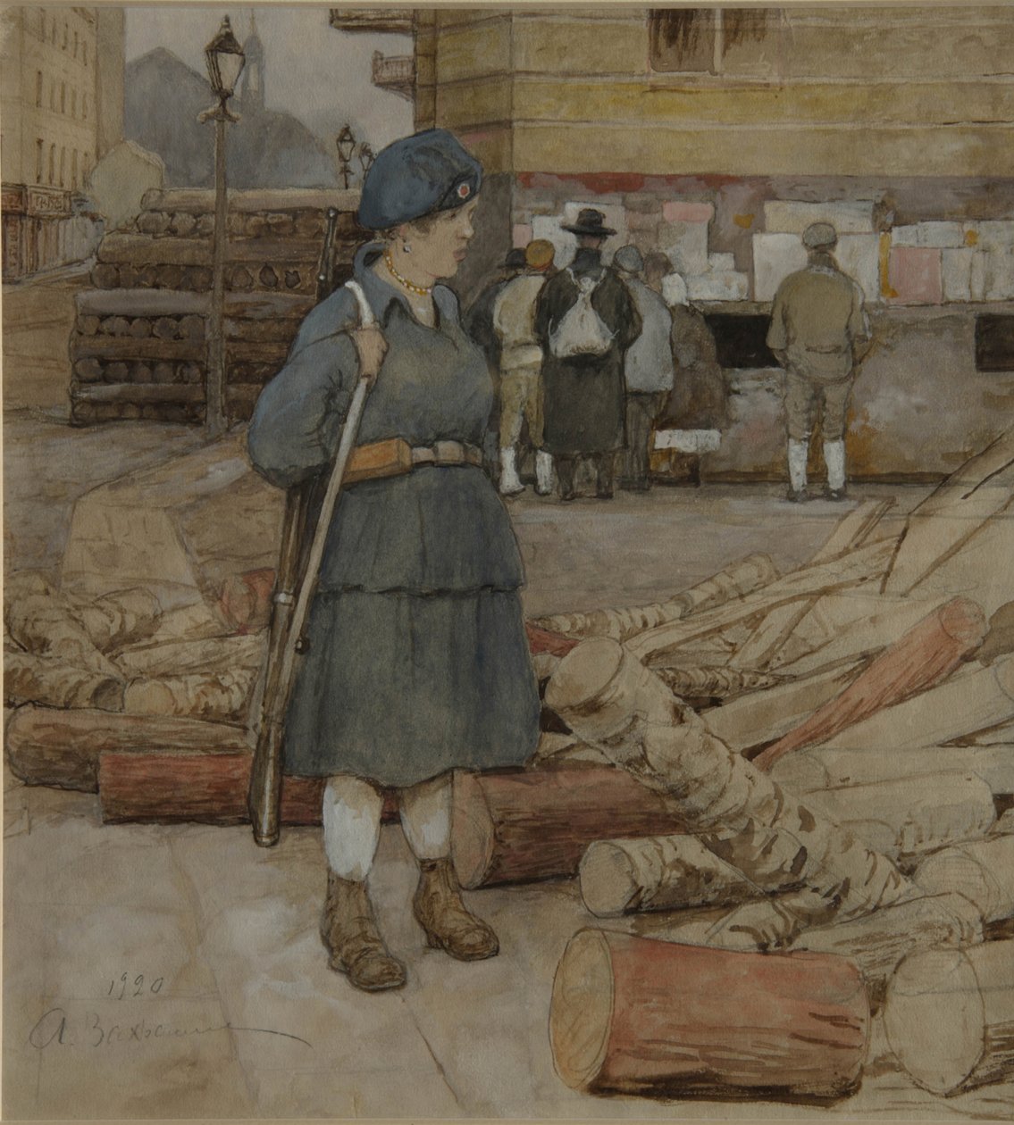 Een militievrouw, 1920 door Alexander Ivanovich Vakhrameyev