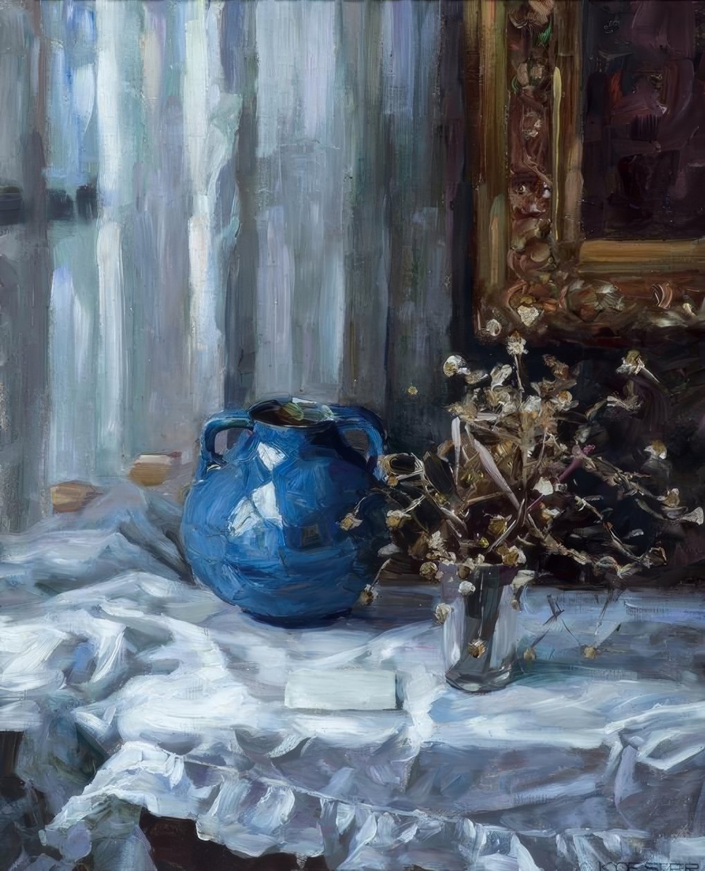 Stilleven met blauwe vaas door Alexander Köster