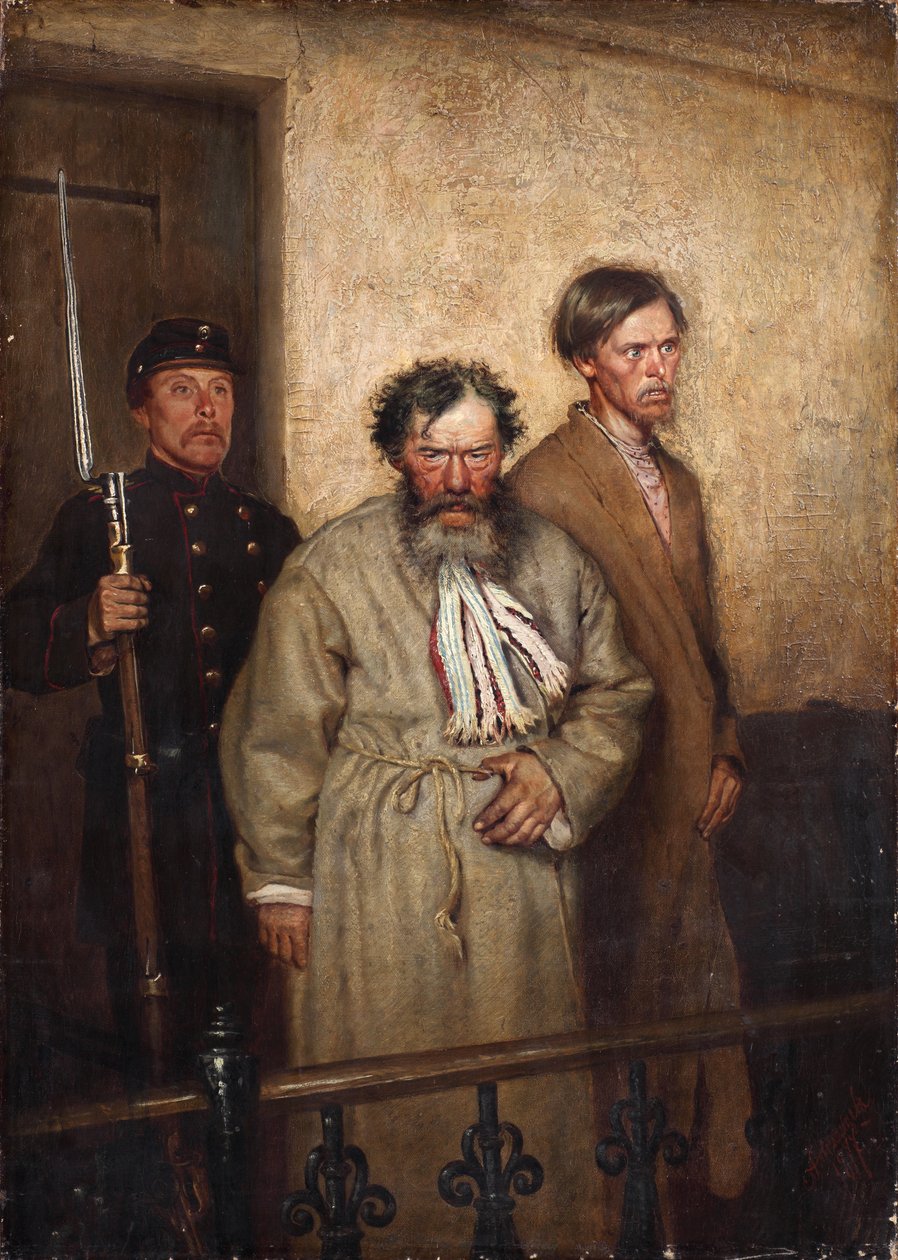 In een rechtszaal, 1877 door Alexander Nikanorovich Novoskoltsev