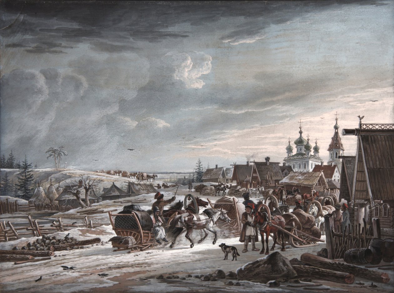 Winter, 1825 door Alexander Osipovich Orlowski