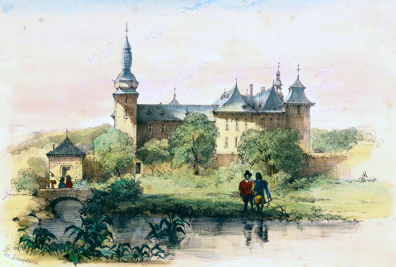 Kasteel Geulle (Alexander Schaepkens, ca. 1840) door Alexander Schaepkens