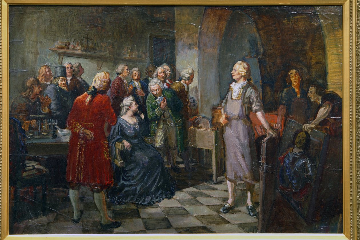 Keizerin Elizabeth van Rusland bezoekt M. Lomonosov door Alexander Vladimirovich Makovsky