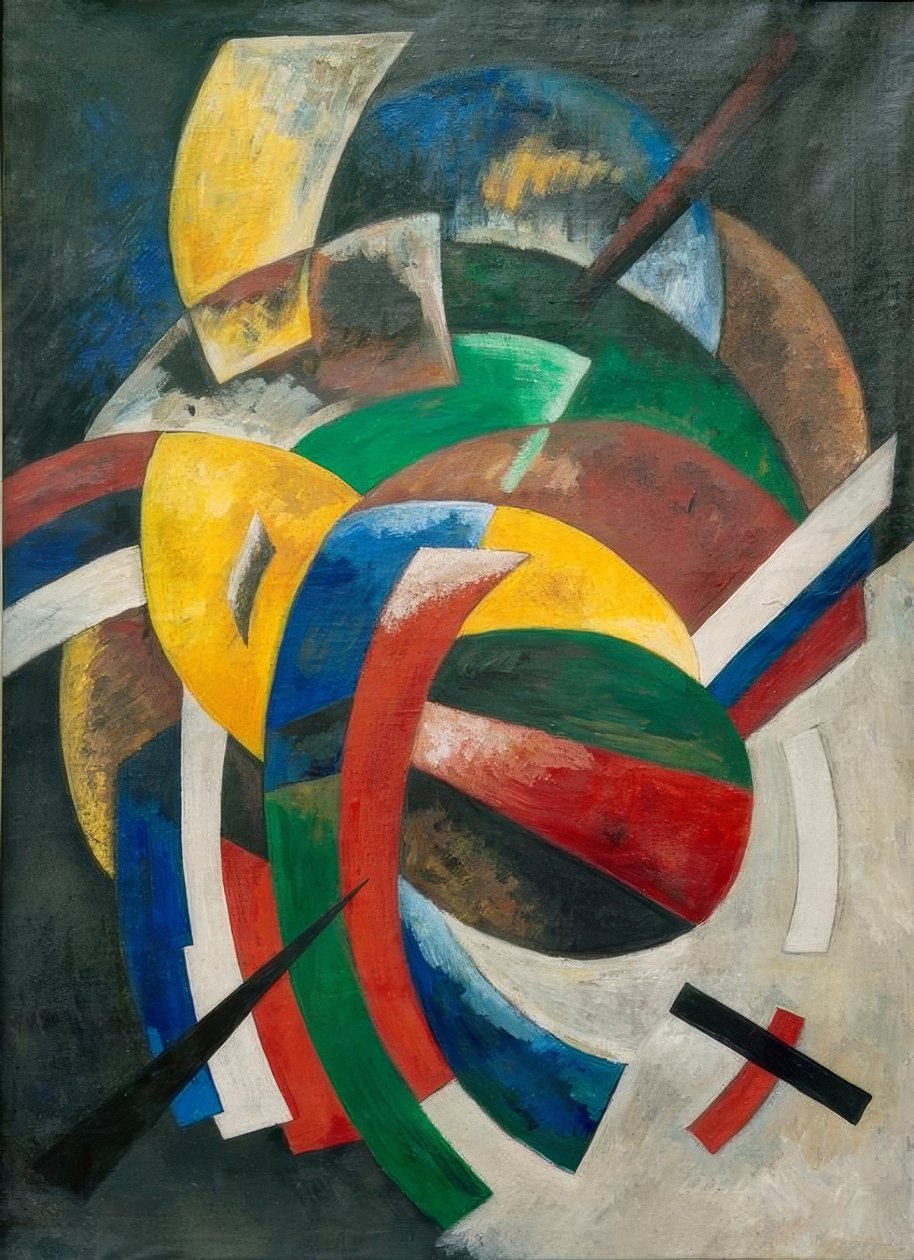 Kleurdynamiek (Blauw-Wit-Rood) door Alexandra Alexandrowna Exter