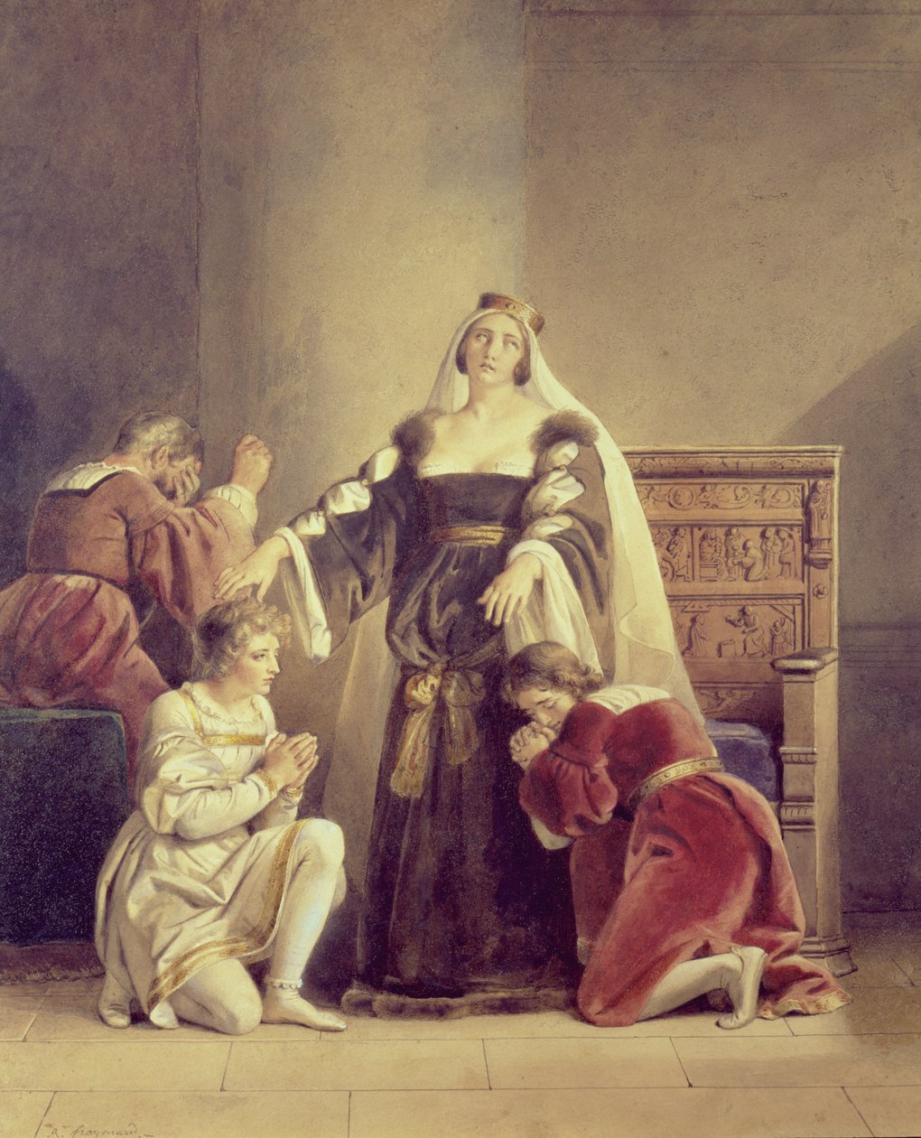 Koningin Elizabeth neemt afscheid van haar zonen door Alexandre Evariste Fragonard