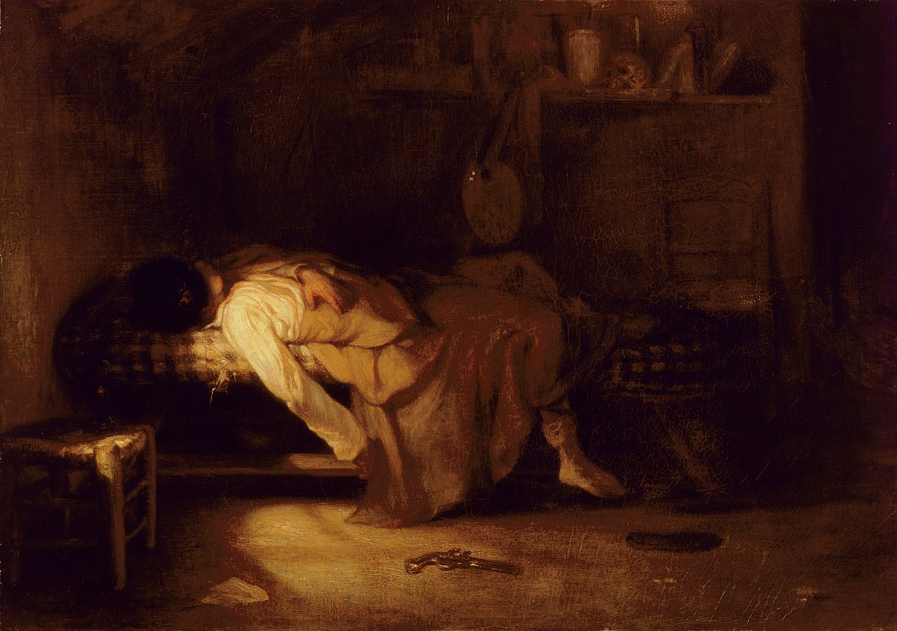 De zelfmoord, ca.1836 door Alexandre Gabriel Decamps