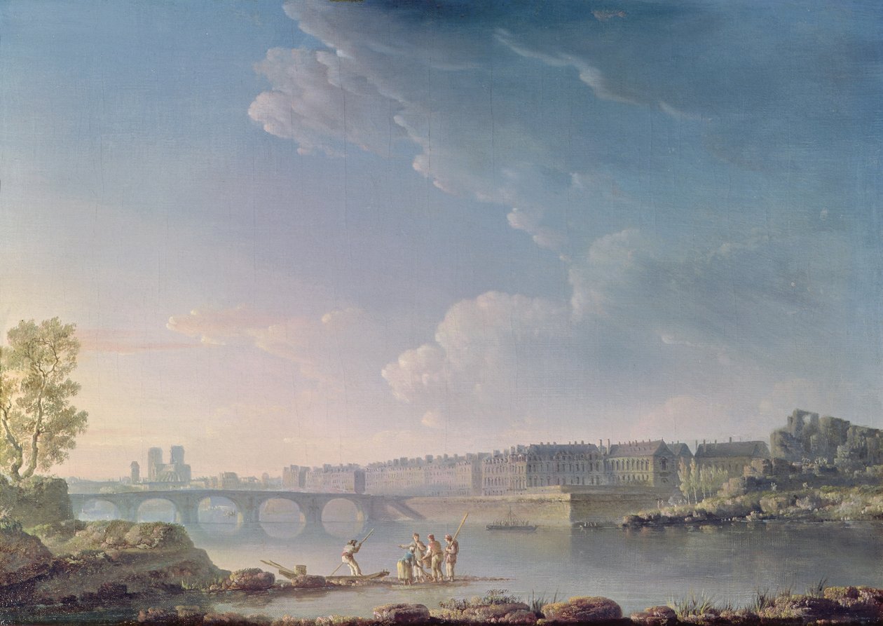 Het Île Saint-Louis en de Pont de la Tournelle, c.1780 door Alexandre Jean Noel