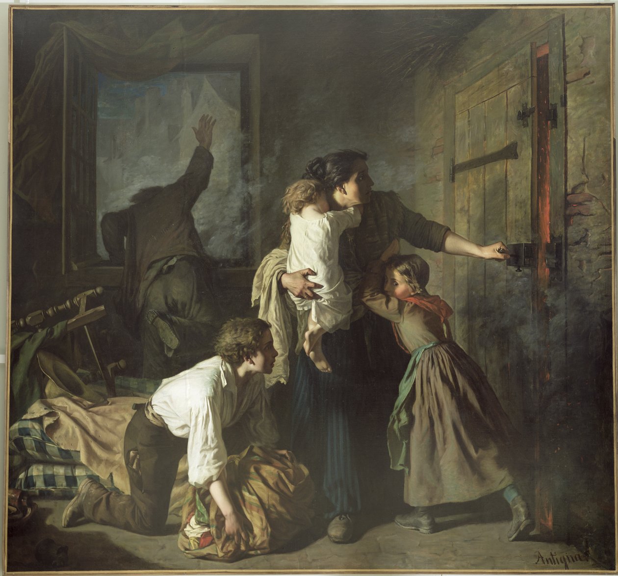 De brand, 1850 door Alexandre Antigna