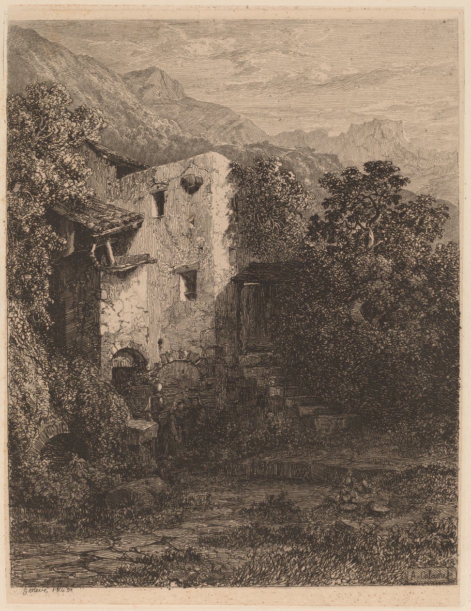 Vervallen huis door Alexandre Calame