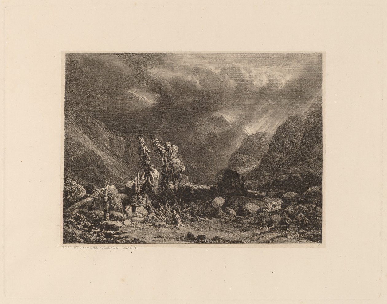 Storm in de Bergen door Alexandre Calame
