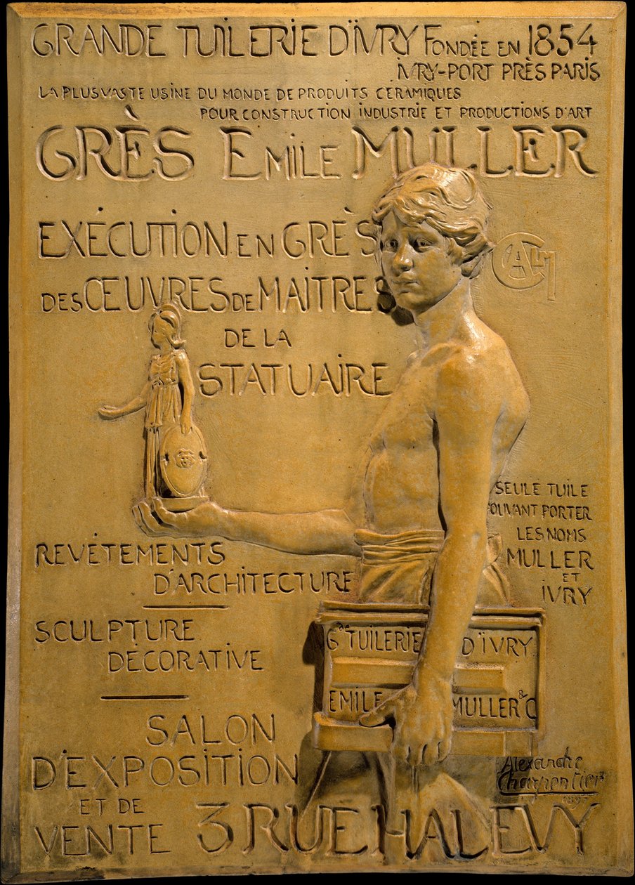 Advertentie voor Muller Stoneware Manufactory door Alexandre Charpentier