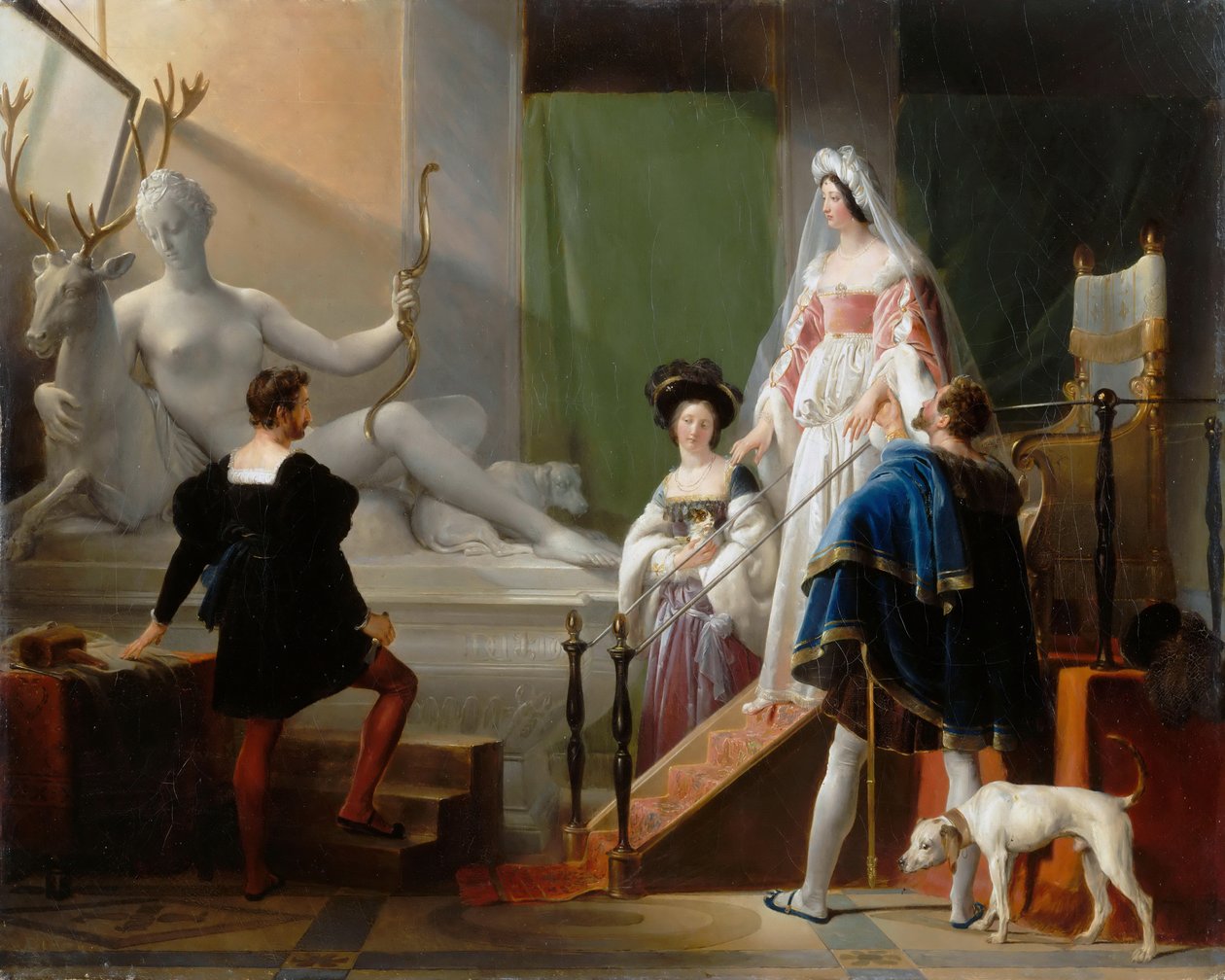 Diane de Poitiers bezoekt Jean Goujon door Alexandre Evariste Fragonard