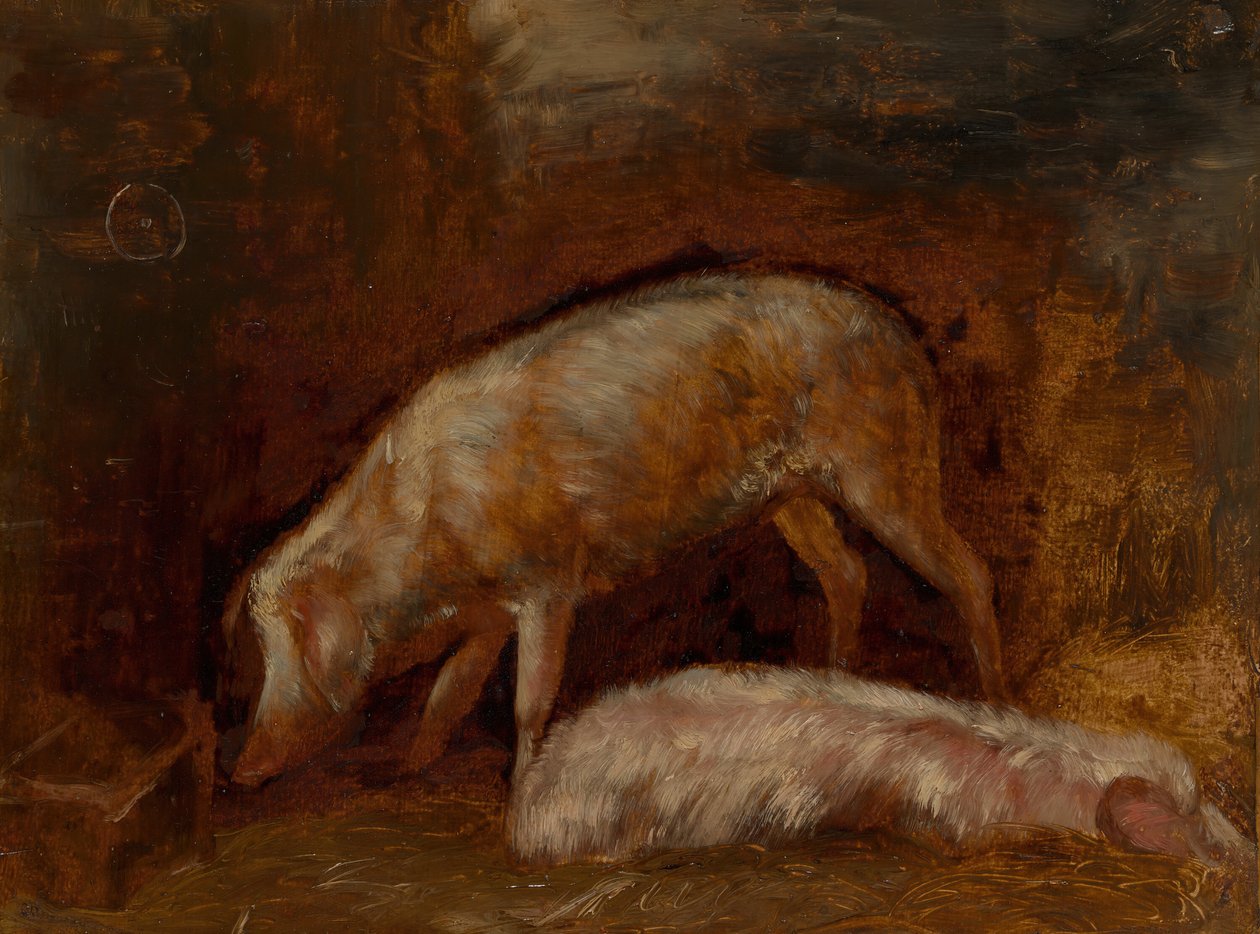 Studie van varkens, 1850-1860 door Alexandre Gabriel Decamps
