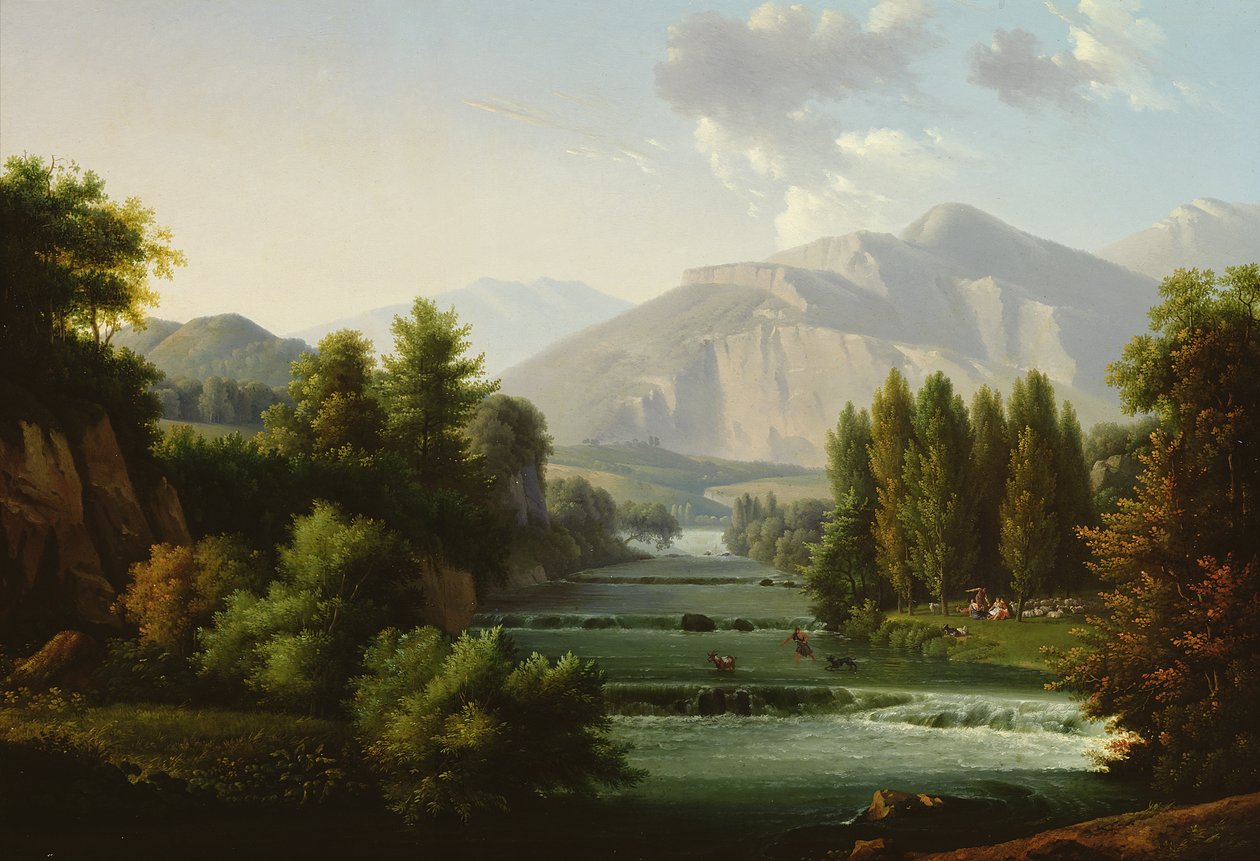 Bergachtig landschap door Alexandre Hyacinthe Dunouy