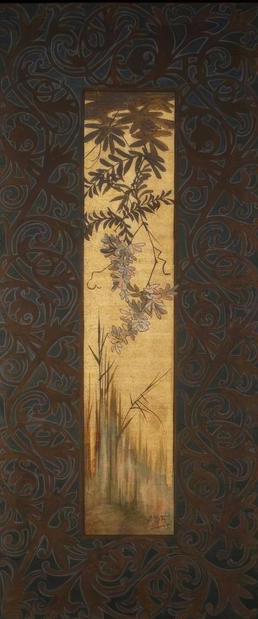 Compositie met gevleugelde nimf bij zonsopgang door Alexandre de Riquer