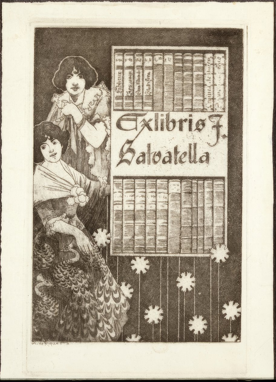 Ex-Libris F. Salvatella door Alexandre de Riquer