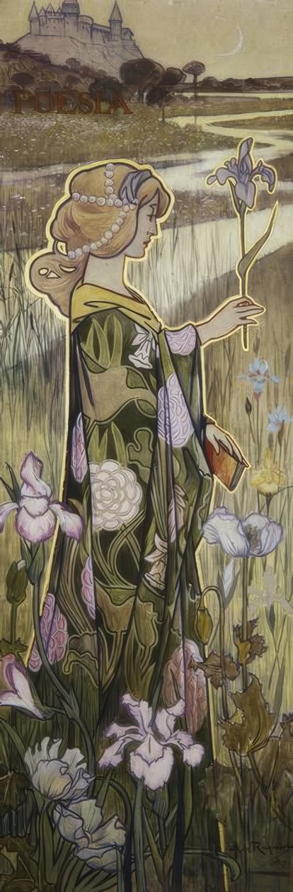 De Poëzie. Olieverf. door Alexandre de Riquer